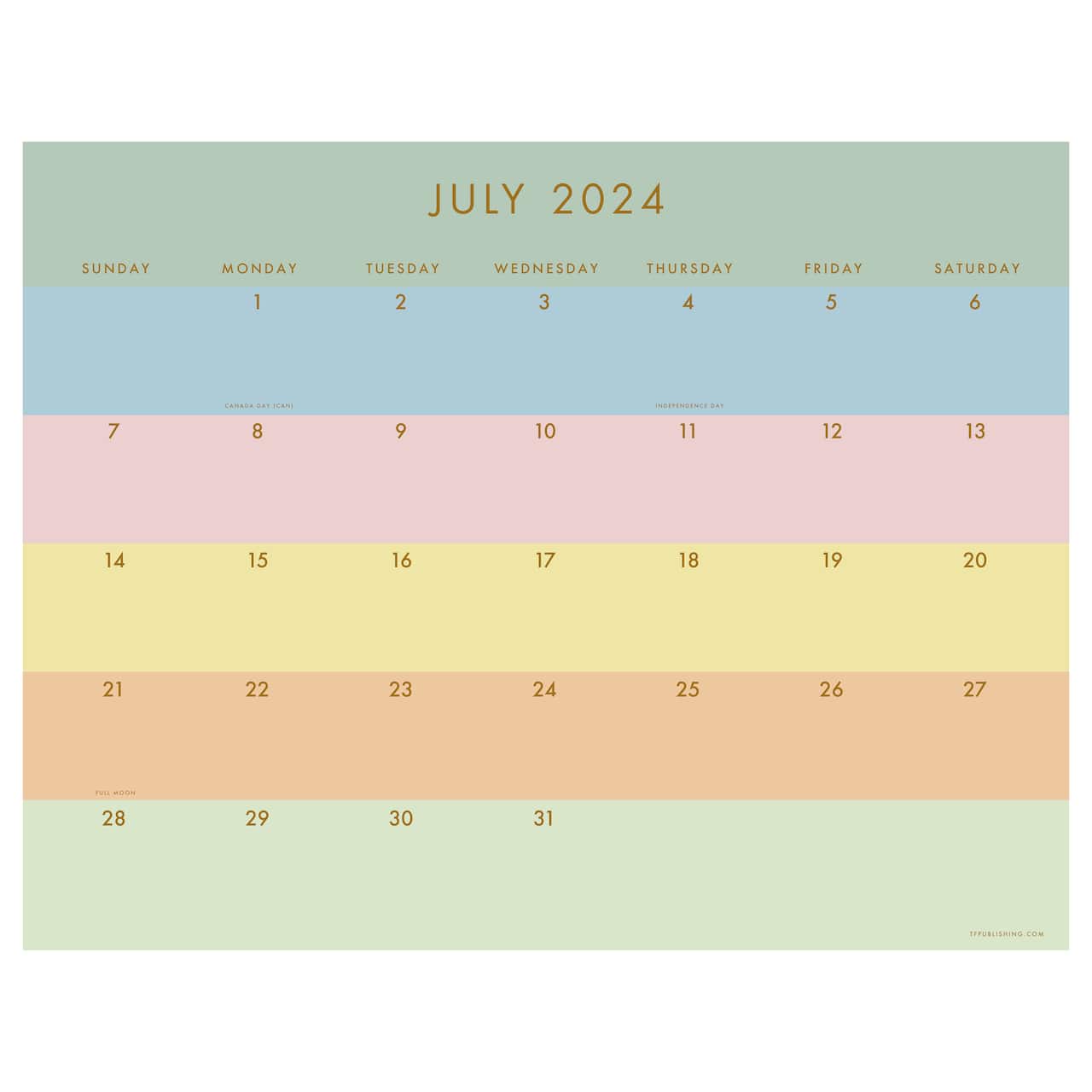 TF Publishing 2024-2025 Large Super Stripe Desk Pad Calendar